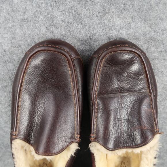 Ugg Shoes Mens 12 Ascot Slippers Loafer Slip On Leather Sheepskin Moccasin Brown main image 6